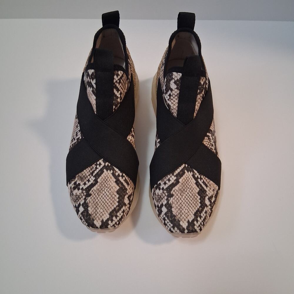 Steve Madden Cryme Sneaker Snakeskin Print Platform Wedge Gold Glitter Accent-8M